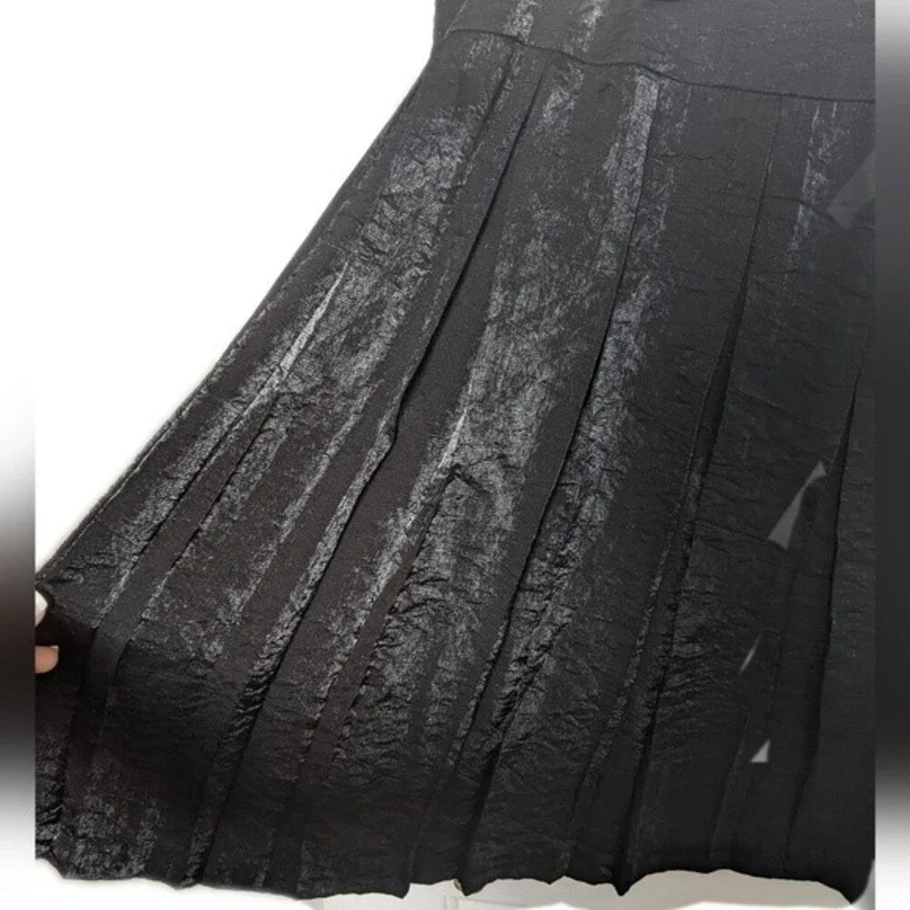 Nicole by Nicole Miller "Jungle Out" black pleated metallic NWT skirt 14 - Picture 2 of 9